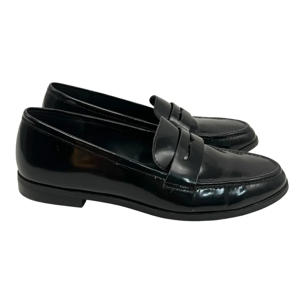 Banana Republic Factory Black Leather Classic Penny Loafers Flats Women’s 9 - Picture 8 of 16